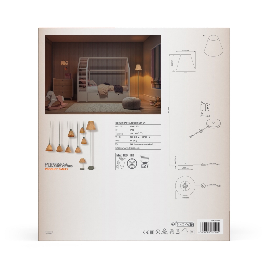 Ledvance - Lattialamppu DECOR RAFFIA 1xE27/15W/230V juuttinaru