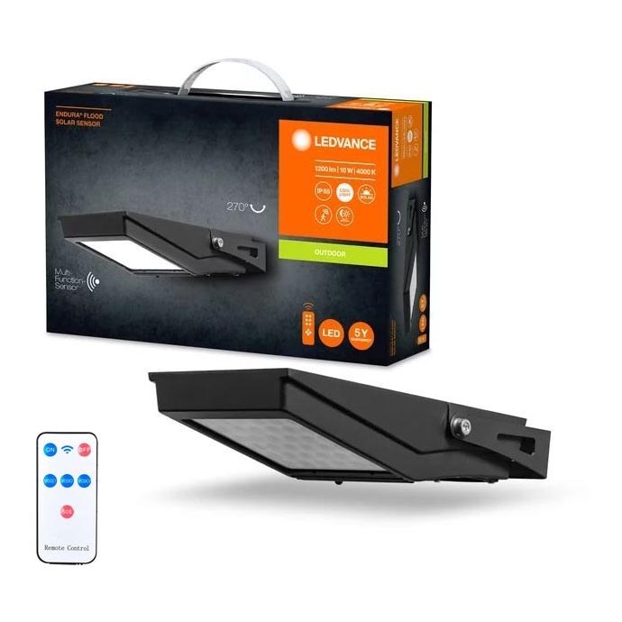 Ledvance - LED-aurinkokennovalonheitin ulkokäyttöön sensorilla FLOOD LED/10W/3,6V IP65