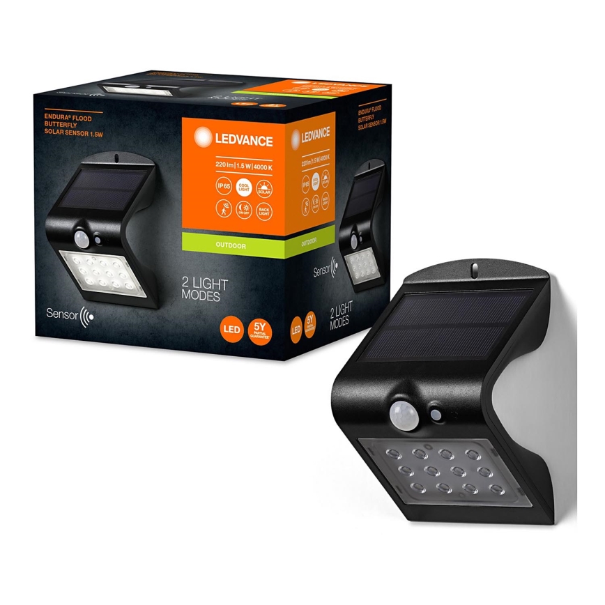 Ledvance - LED Aurinkopaneelivalaisin liike- ja hämärätunnistimella PERHONEN LED/1,5W/3,7V 1200 mAh IP65