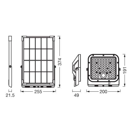 Ledvance - LED Himmennettävä aurinko valonheitin anturilla FLOOD SPLIT LED/30W/6,4V IP65 + kauko-ohjaus