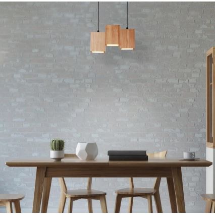 Ledvance - LED Himmennettävä kattokruunu johdossa DECOR WOOD 3xLED/7W/230V Wi-Fi