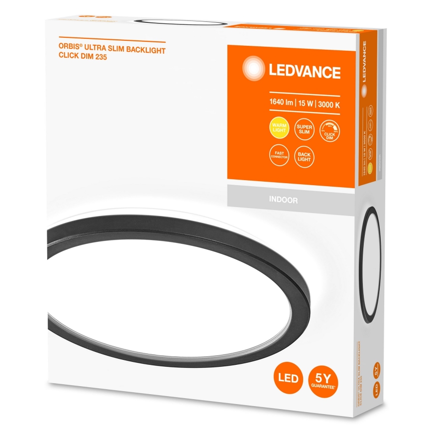 Ledvance - LED Himmennettävä kattovalo ORBIS LED/15W/230V musta
