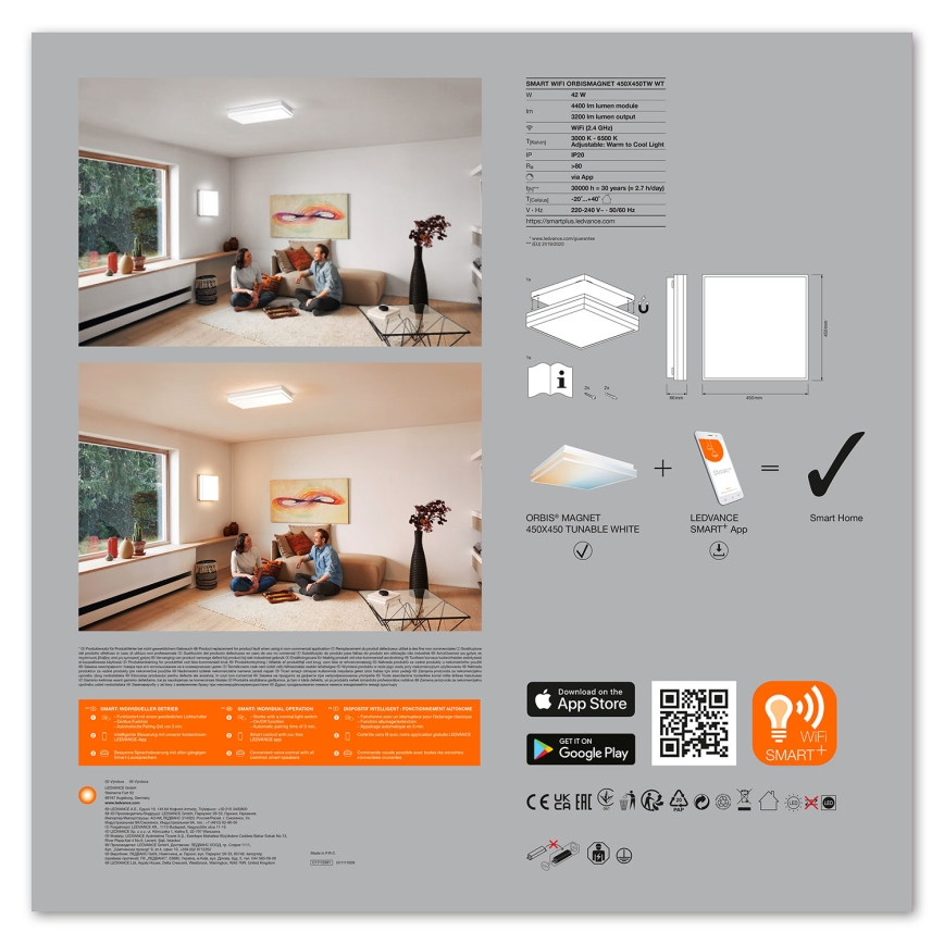 Ledvance - LED Himmennettävä kattovalo SMART+ MAGNET LED/42W/230V 3000-6500K Wi-Fi
