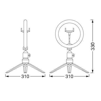 Ledvance - Himmennettävä LED-pöytävalaisin telineen kanssa ja pidike vloggaamiseen LED/5,5W/USB 3000/4000/6500K