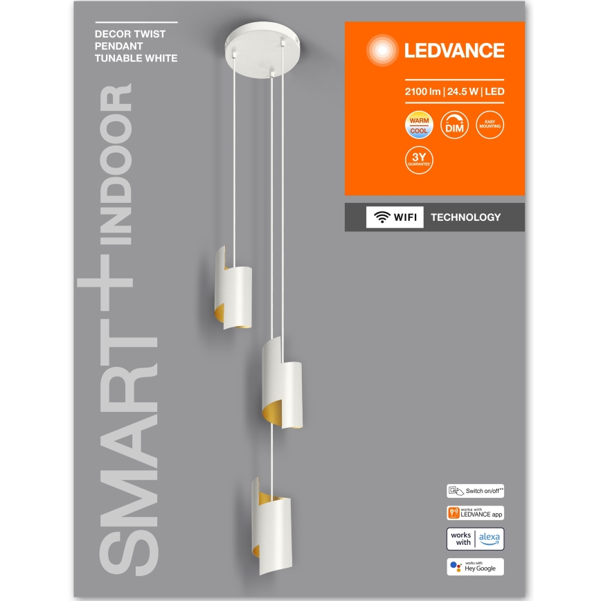 Ledvance - LED himmennettävä riippuvalaisin SMART+ DECOR 3xLED/8W/230V valkoinen Wi-Fi