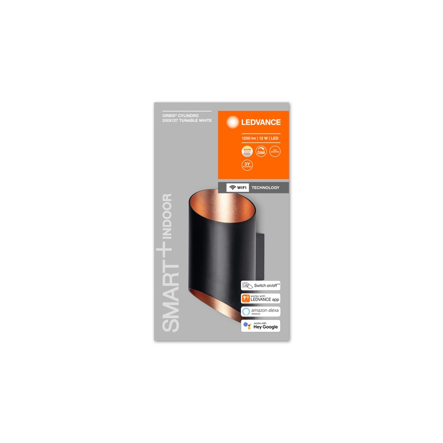 Ledvance - LED Himmennettävä seinävalo SMART+ CYLINDRO LED/12W/230V 3000-6500K Wi-Fi musta