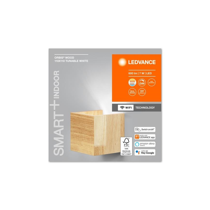 Ledvance - LED Himmennettävä seinävalo SMART+ WOOD LED/7W/230V 3000-6500K Wi-Fi