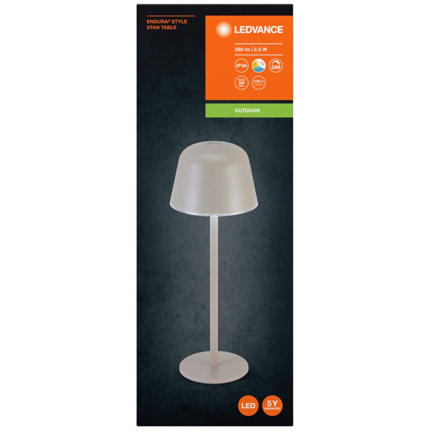 Ledvance - LED Himmennettävä ulko rechargeable lamppu TABLE LED/2,5W/5V IP54 beige