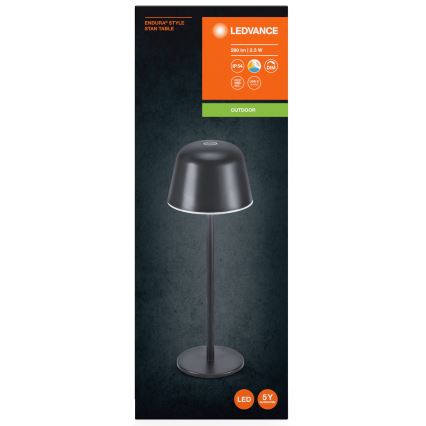 Ledvance - LED Himmennettävä ulko rechargeable lamppu TABLE LED/2,5W/5V IP54 musta