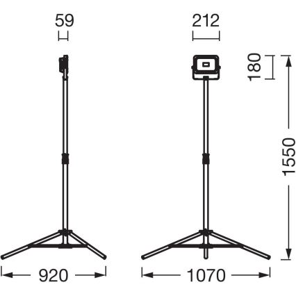 Ledvance - LED himmennettävä valonheitin pidikkeen kanssa WORKLIGHT TRIPOD LED/20W/3,7V IP54