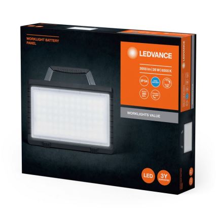 Ledvance - LED Himmennettävä ulko rechargeable valonheitin WORKLIGHT BATTERY LED/26W/5V IP54