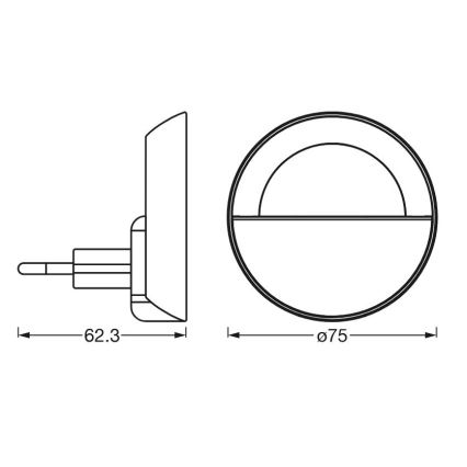 Ledvance - LED Himmennettävä yövalo LUNETTA LED/0,7W/230V