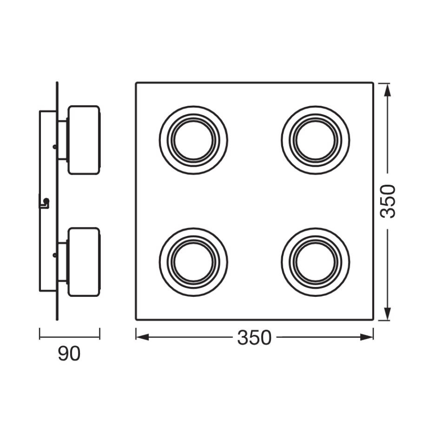 Ledvance - LED-kattovalaisin kylpyhuoneeseen ORBIS FLAME 4xLED/5,5W/230V 3000/4000K IP44 musta