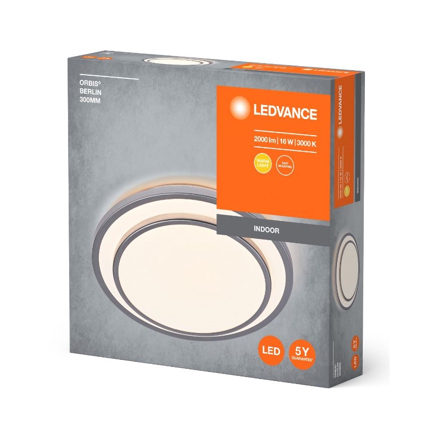 Ledvance - LED-kattovalaisin ORBIS BERLIN LED/16W/230V hopea