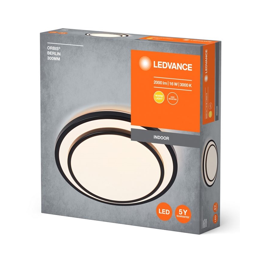 Ledvance - LED-kattovalaisin ORBIS BERLIN LED/16W/230V musta