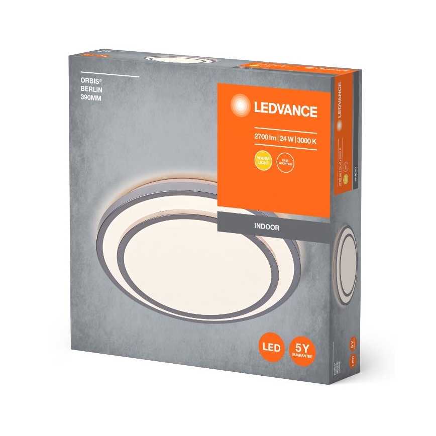 Ledvance - LED-kattovalaisin ORBIS BERLIN LED/24W/230V hopea