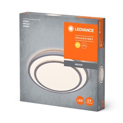 Ledvance - LED-kattovalaisin ORBIS BERLIN LED/36W/230V hopea