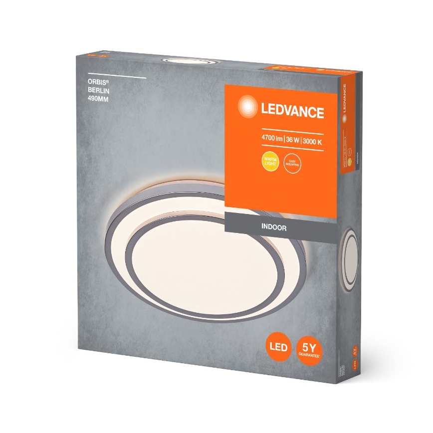 Ledvance - LED-kattovalaisin ORBIS BERLIN LED/36W/230V hopea