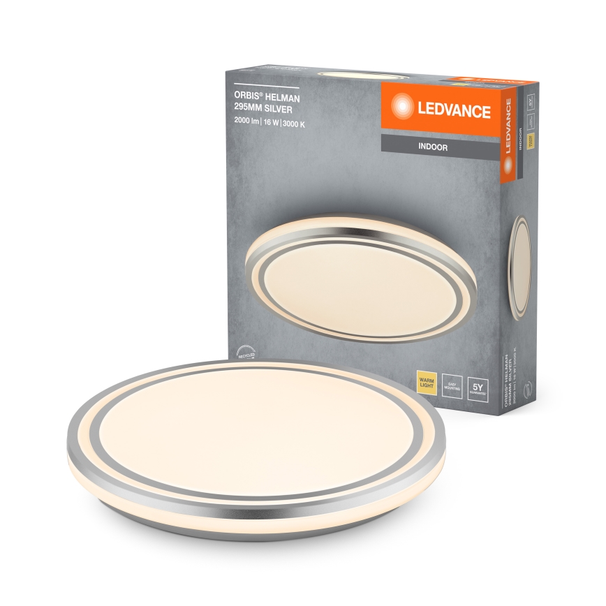 Ledvance - LED-kattovalaisin ORBIS HELMAN LED/16W/230V halkaisija 29,5 cm hopea