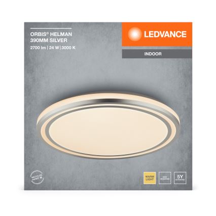 Ledvance - LED-kattovalaisin ORBIS HELMAN LED/24W/230V halkaisija 39 cm hopea
