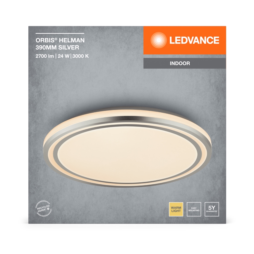 Ledvance - LED-kattovalaisin ORBIS HELMAN LED/24W/230V halkaisija 39 cm hopea
