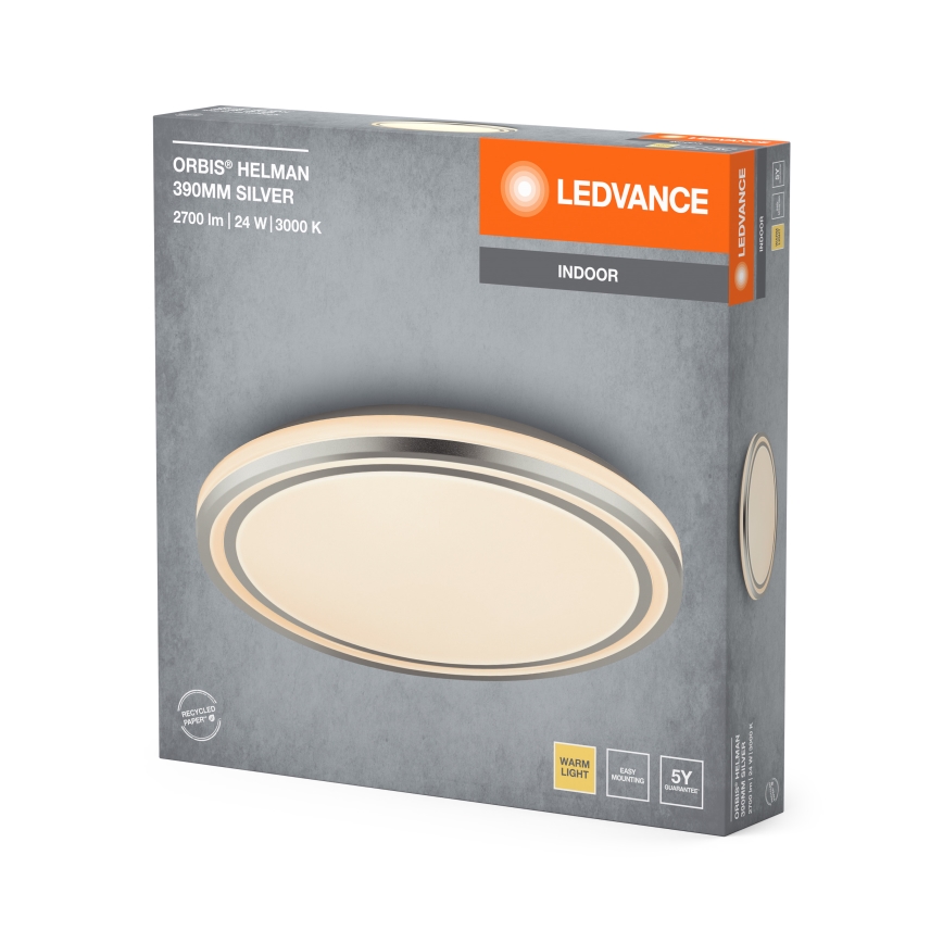 Ledvance - LED-kattovalaisin ORBIS HELMAN LED/24W/230V halkaisija 39 cm hopea