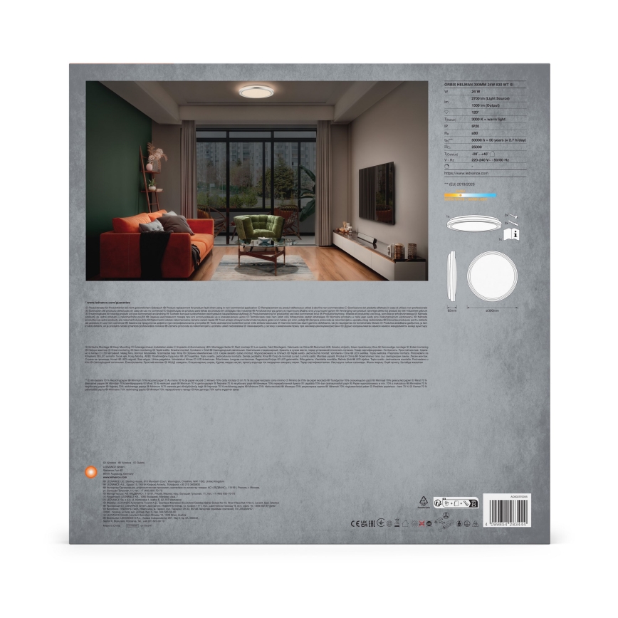 Ledvance - LED-kattovalaisin ORBIS HELMAN LED/24W/230V halkaisija 39 cm hopea