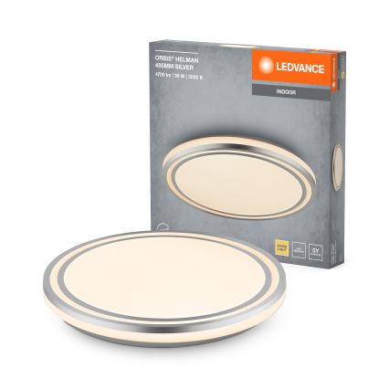 Ledvance - LED-kattovalaisin ORBIS HELMAN LED/36W/230V halkaisija 48,5 cm hopea