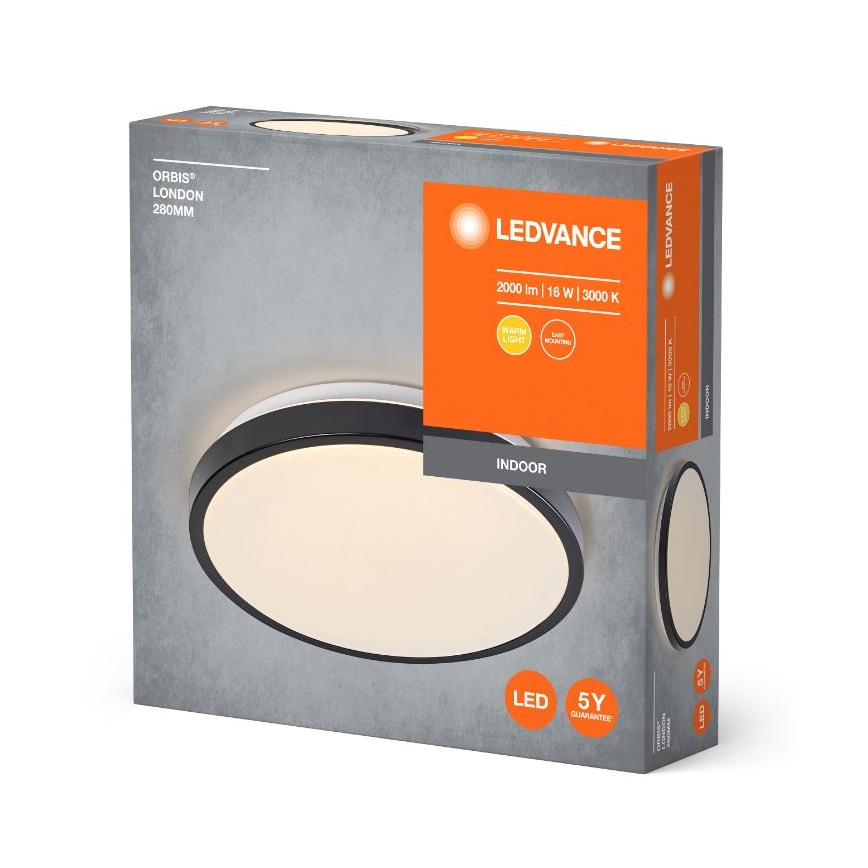 Ledvance - LED-kattovalaisin ORBIS LONDON LED/16W/230V musta