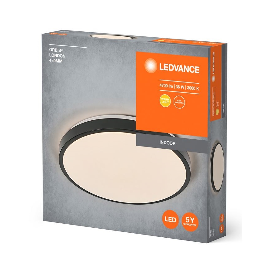 Ledvance - LED-kattovalaisin ORBIS LONDON LED/36W/230V musta