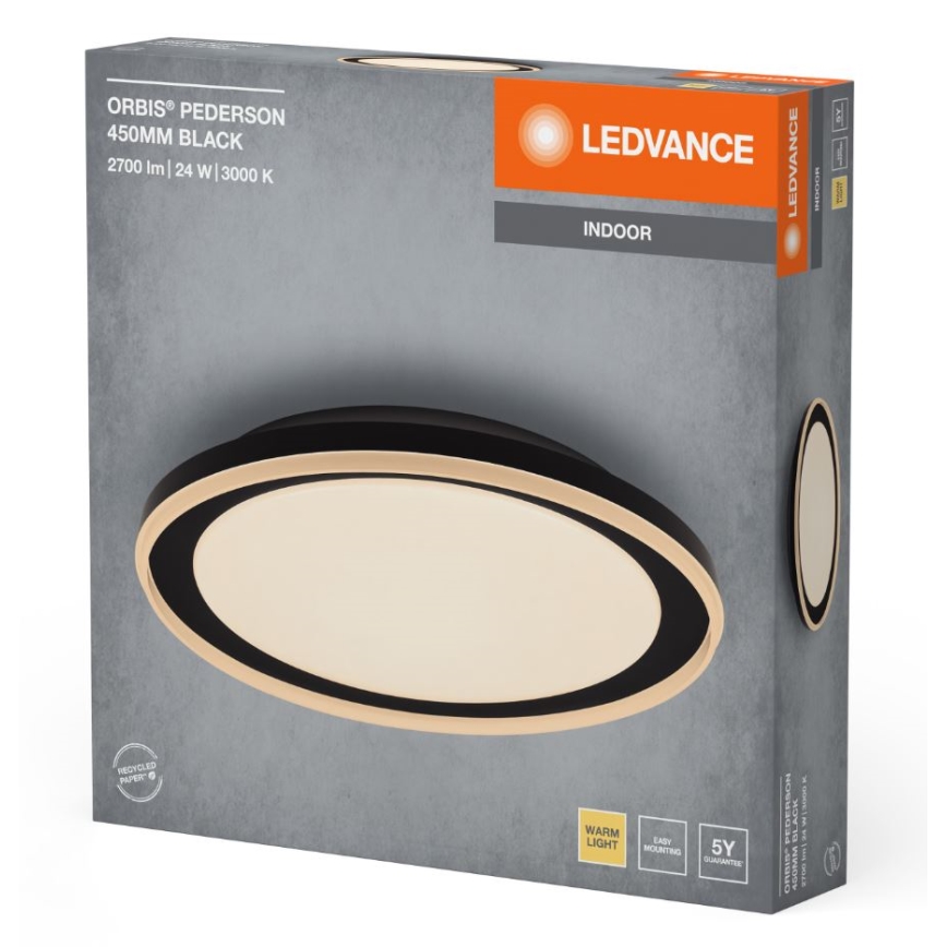 Ledvance - LED-kattovalaisin ORBIS PEDERSON LED/24W/230V halkaisija 45 cm musta