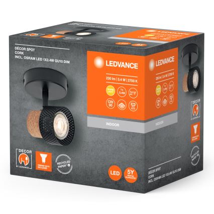 Ledvance - LED-kohdevalaisin DECOR CORK 1xGU10/3,4W/230V