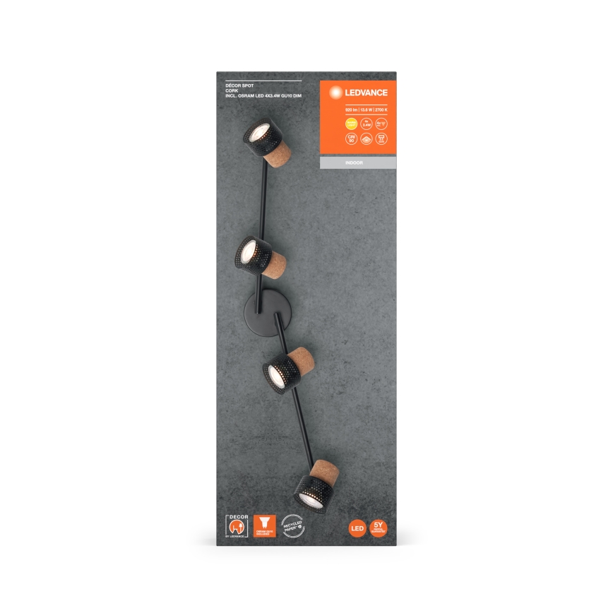 Ledvance - LED-kohdevalaisin DECOR CORK 4xGU10/3,4W/230V