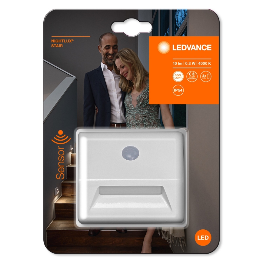 Ledvance - LED-portaikkovalo anturilla NIGHTLUX LED/0,25W/3xAAA IP54