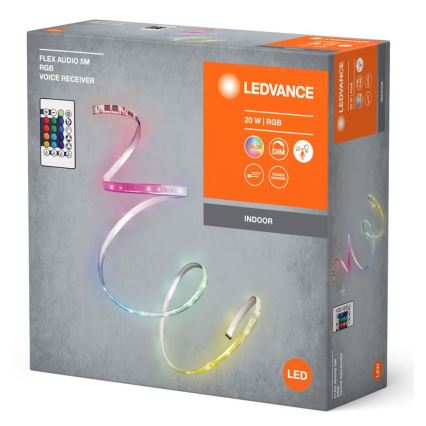 Ledvance - LED RGB Himmennettävä nauha FLEX AUDIO 5m LED/20W/230V + kauko-ohjaus