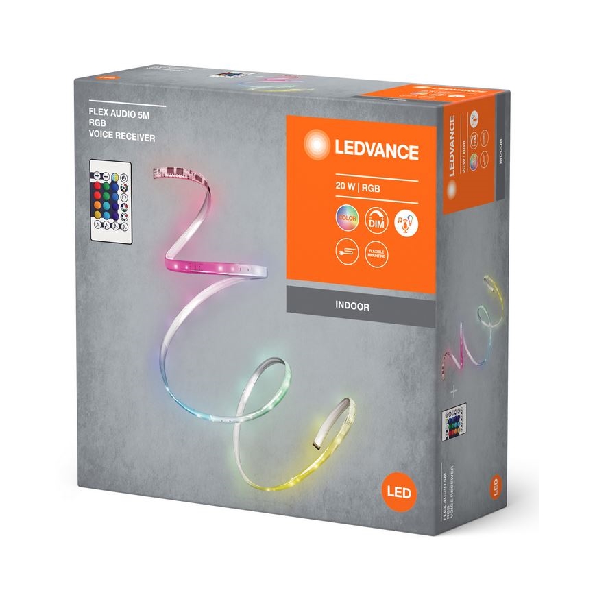 Ledvance - LED RGB Himmennettävä nauha FLEX AUDIO 5m LED/20W/230V + kauko-ohjaus
