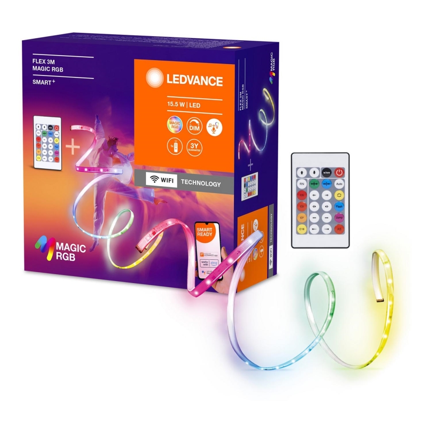 Ledvance - LED RGB Himmennettävä nauha SMART+ MAGIC FLEX 3m LED/15,5W/230V Wi-Fi + kauko-ohjaus