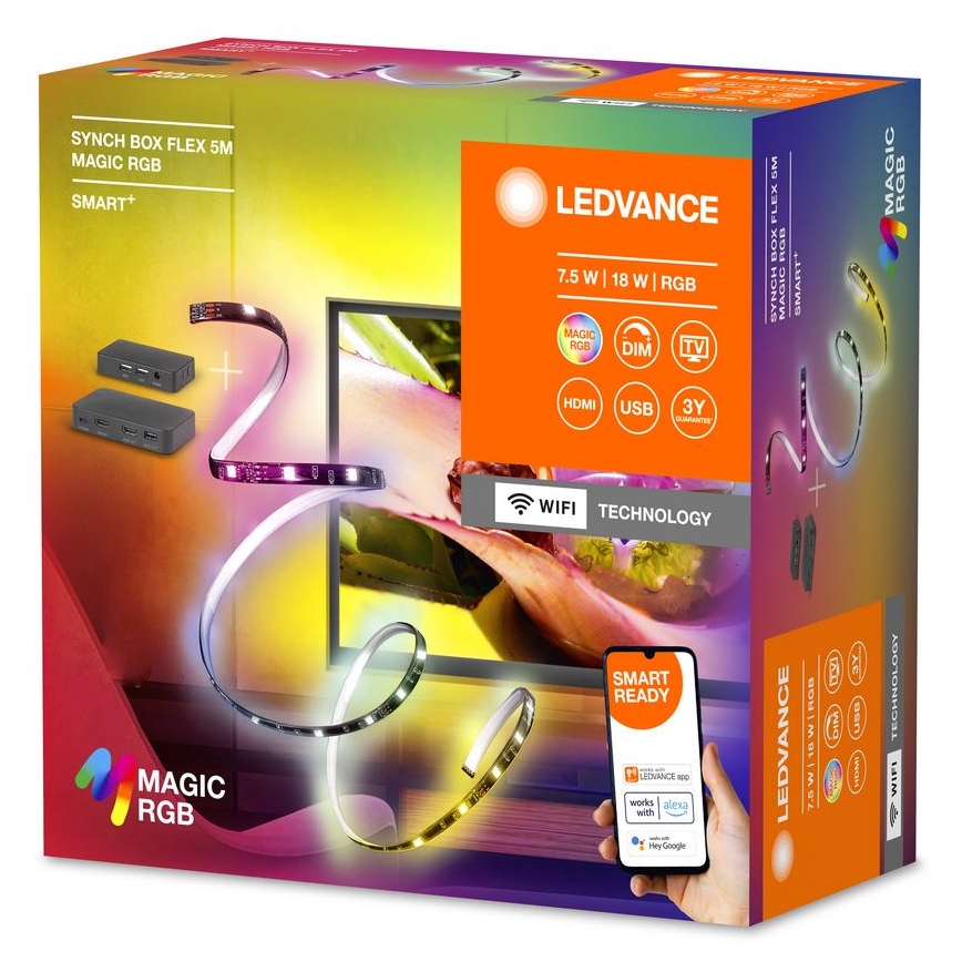 Ledvance - LED RGB Himmennettävä nauha televisioon SYNCH BOX FLEX SMART+ MAGIC 4,5m LED/18W/230V Wi-Fi