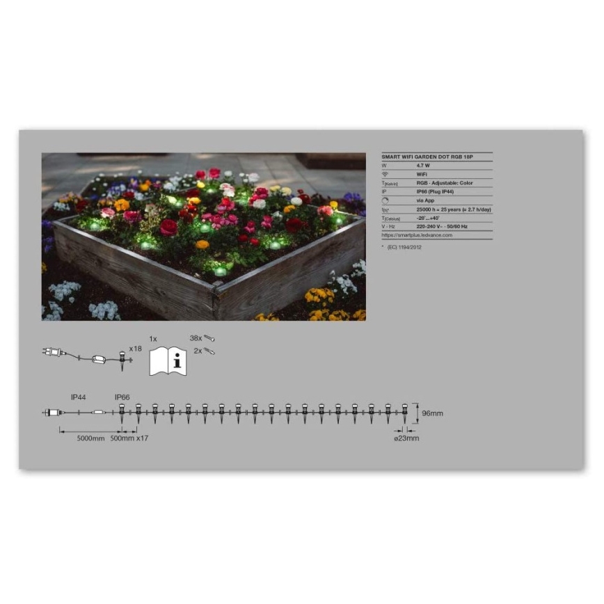 Ledvance - LED-RGB-koristevalaisin ulkotiloihin SMART+ DOT 18xLED/4W/230V IP65 Wi-Fi