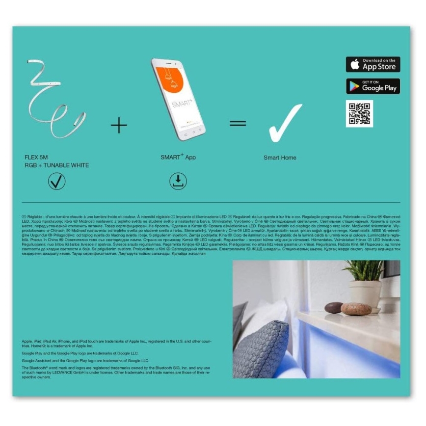Ledvance - LED RGB+TW Himmennettävä nauha SMART+ FLEX 5m LED/16W/230V 2700K-6500K Bluetooth