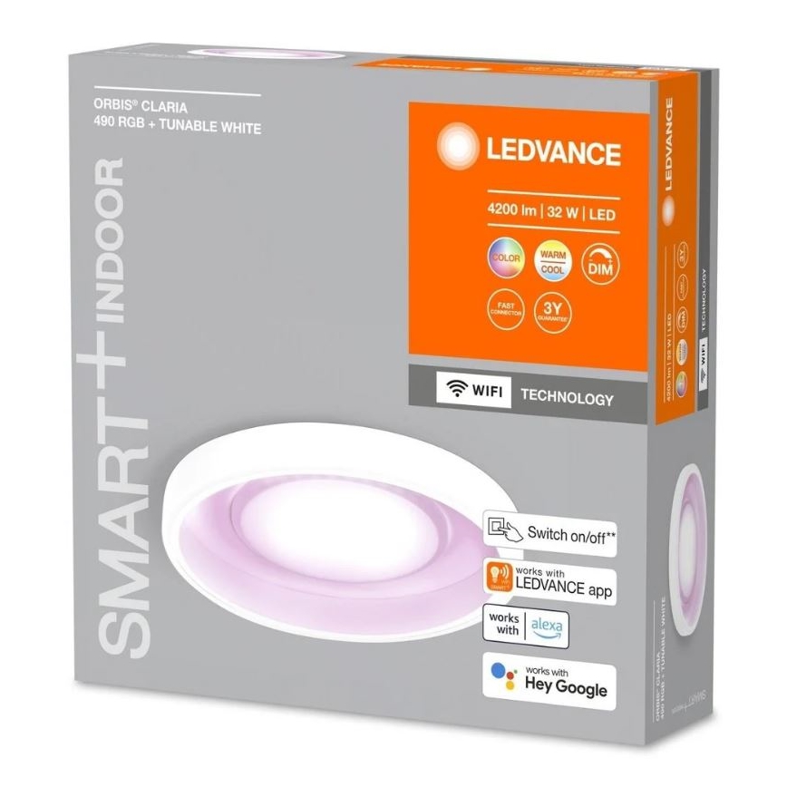 Ledvance- LED RGBW Himmennettävä kattovalaisin SMART+ CLARIA LED/32W/230V 2700-6500K Wi-Fi