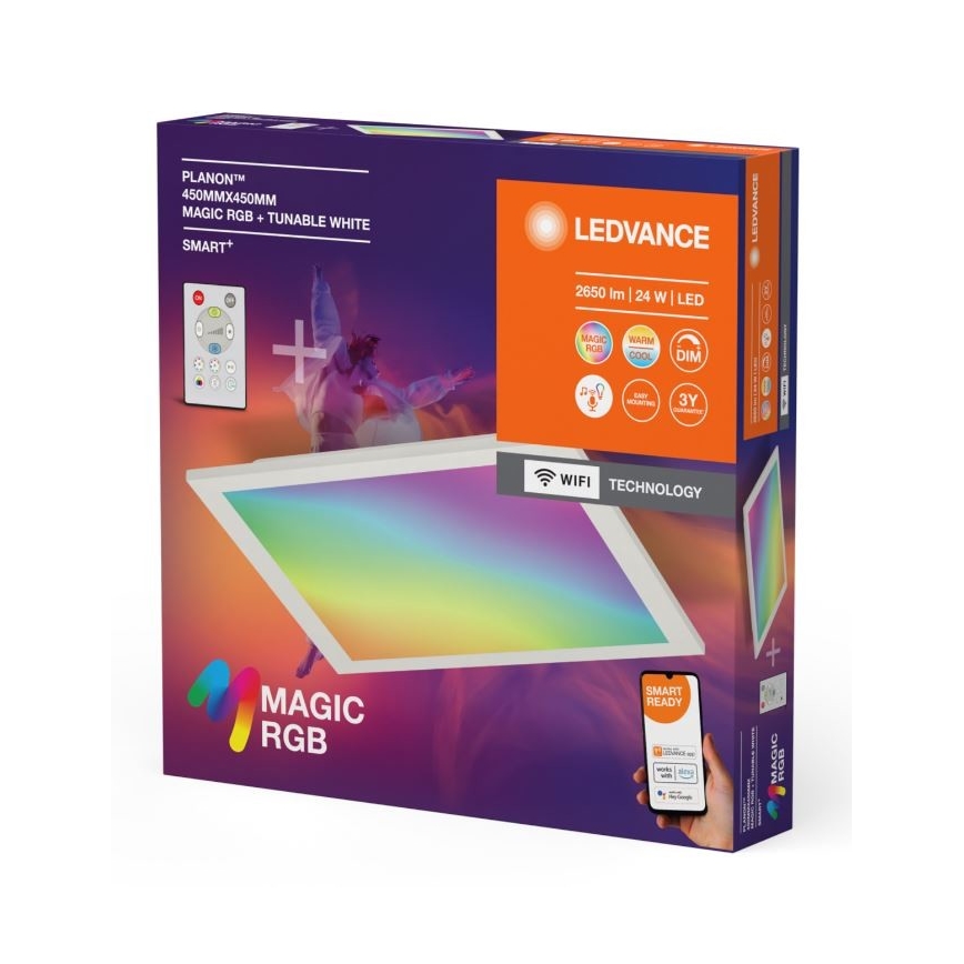 Ledvance - LED RGBW Himmennettävä kattovalo SMART+ MAGIC LED/24W/230V 2700-6500K Wi-Fi + kauko-ohjaus