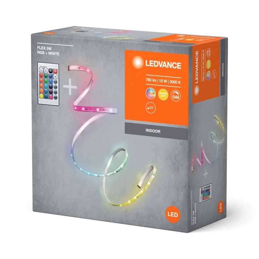 Ledvance - LED RGBW Himmennettävä nauha FLEX 3m LED/10W/230V + kauko-ohjaus