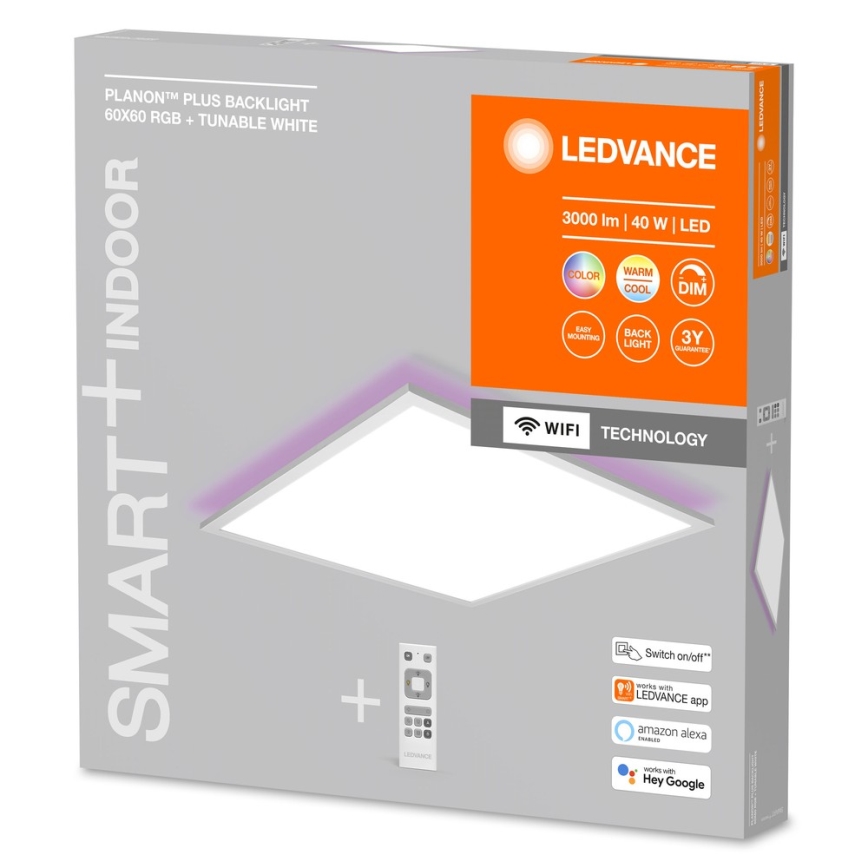 Ledvance - LED RGBW Himmennettävä paneeli SMART+ PLANON LED/40W/230V Wi-Fi + kauko-ohjain