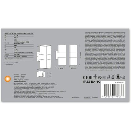 Ledvance - LED RGBW Ulkoseinävalaisin SMART+ CUBE LED/13,5W/230V IP44 Wi-Fi