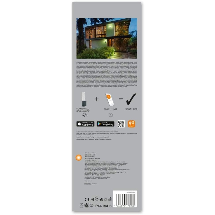 Ledvance - LED RGBW Ulkoseinävalaisin SMART+ FLARE LED/7,5W/230V IP44 Wi-Fi