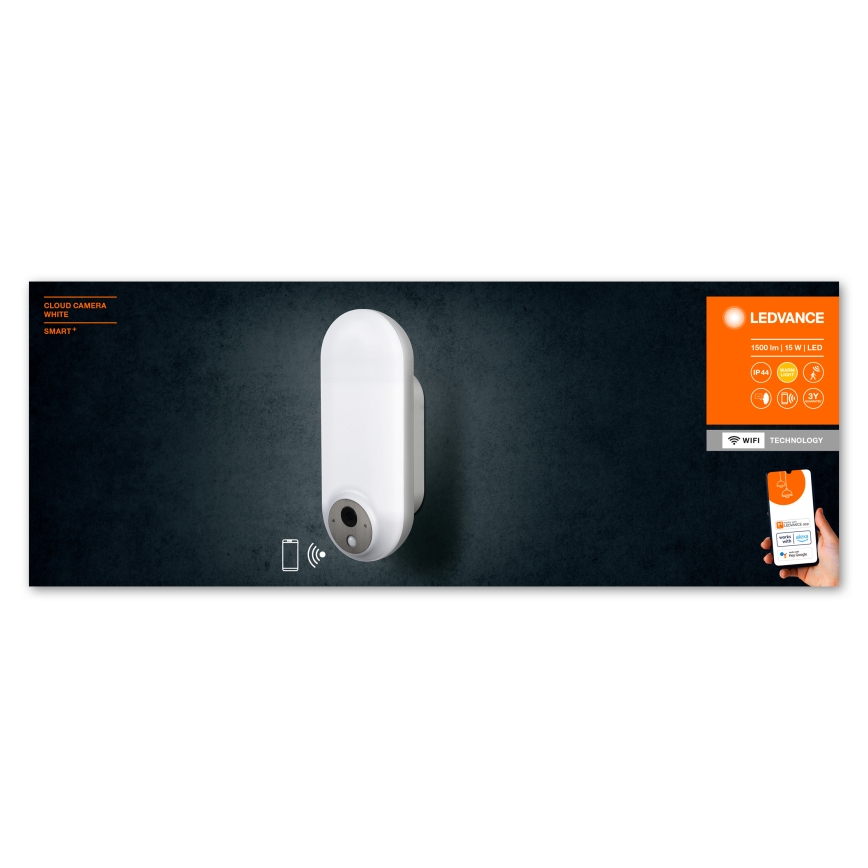 Ledvance - LED RGBW Himmennettävä ulkoseinävalaisin anturilla ja kamera SMART+ LED/15W/230V Wi-Fi IP44