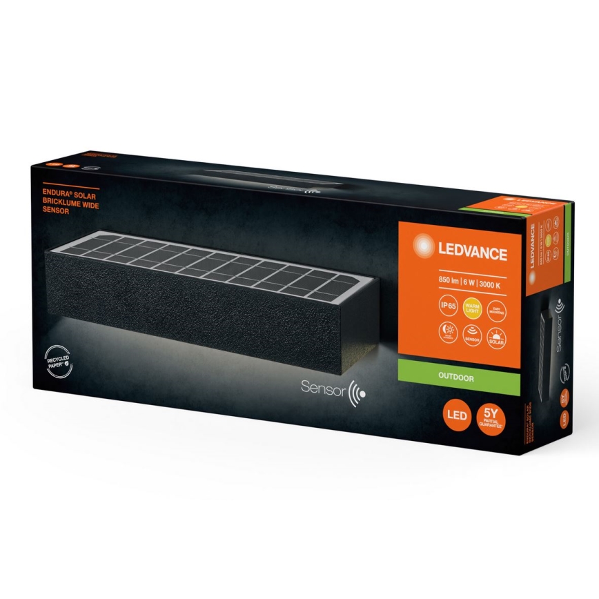 Ledvance - LED-seinäaurinkovalaisin anturilla ENDURA SOLAR LED/6W/4,2V IP65