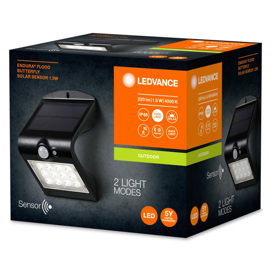 Ledvance - LED Aurinkopaneelivalaisin liike- ja hämärätunnistimella PERHONEN LED/1,5W/3,7V 1200 mAh IP65