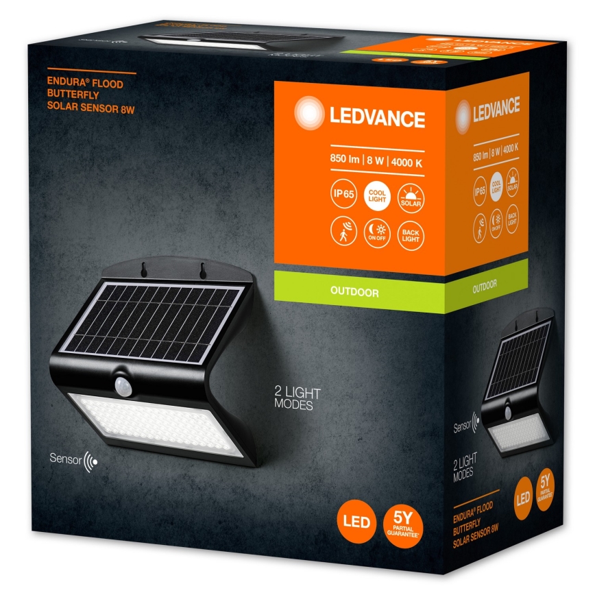 Ledvance - LED-seinäaurinkovalaisin anturilla PERHONEN LED/8W/3,7V IP65